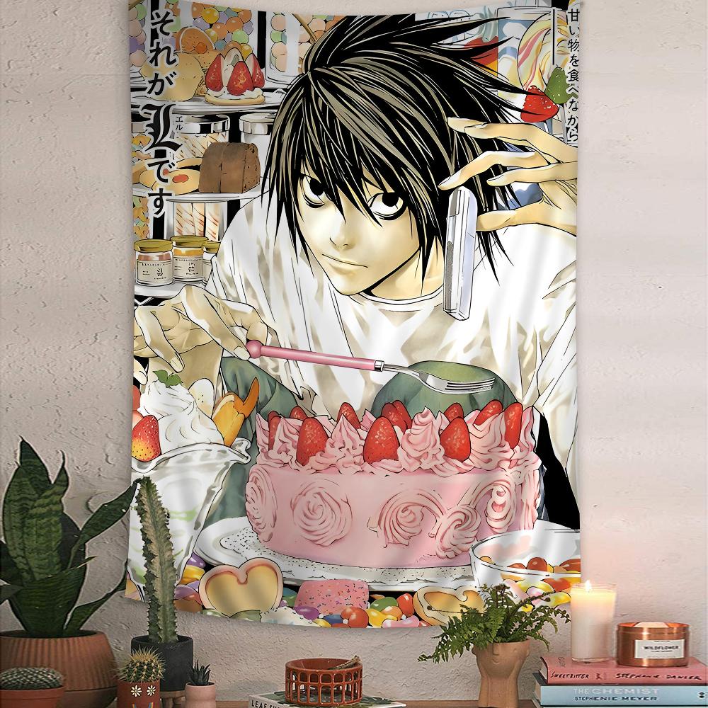 Anime Death Note DN L Barevná tapiserie na stěnu Bohémské nástěnné tapiserie Mandala Nástěnné plachty