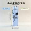 1PC Palm Tree Beach Sketch Art 750ml Color Plastic Sports Water Bottle Leakproof Flip Straw Lid Suitable for Sports Office Home Use