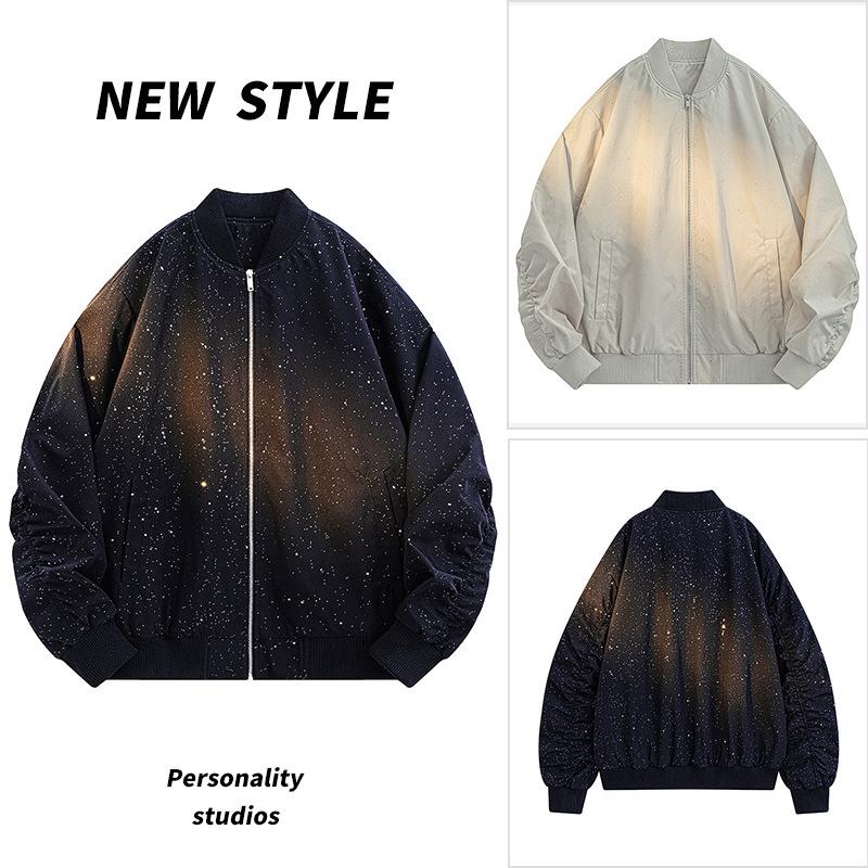 Men's Spring and Autumn New Baby's Breath Jacket Men's Fashion Trendy Men's Casual Jacket Baseball Collar Jacket Men's Jacket