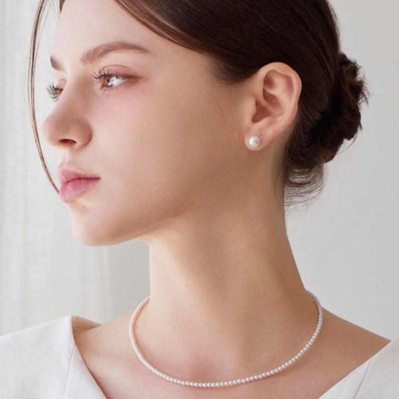 

dmoment (925 silver) SET Snoira silver pearl earring necklace set_2Size Necklace-5mm Earrings-8mm