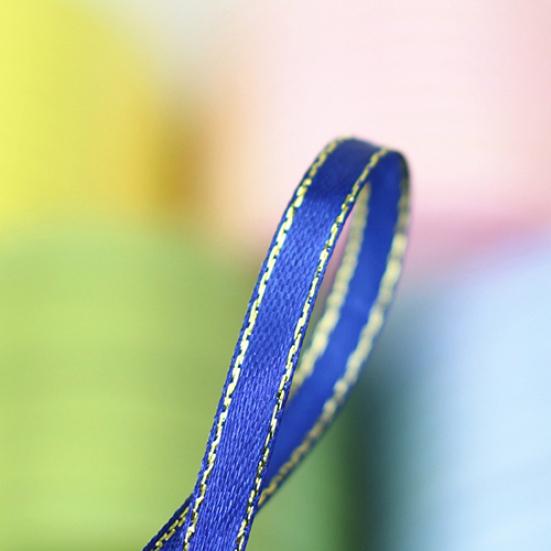 1 Roll 25 Yard 6mm Wide Golden Tone Rimmed Stain Ribbons Wedding Birthday Decor