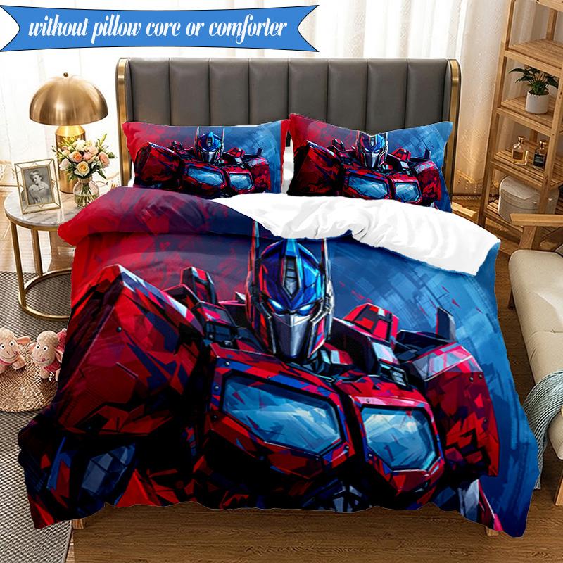 3PCS Trans-formers Printed Bedding Set For Bedroom dormitory,  Includes 1 Duvet Cover & 2 Pillowcases for All Seasons Home Decor Fan gifts