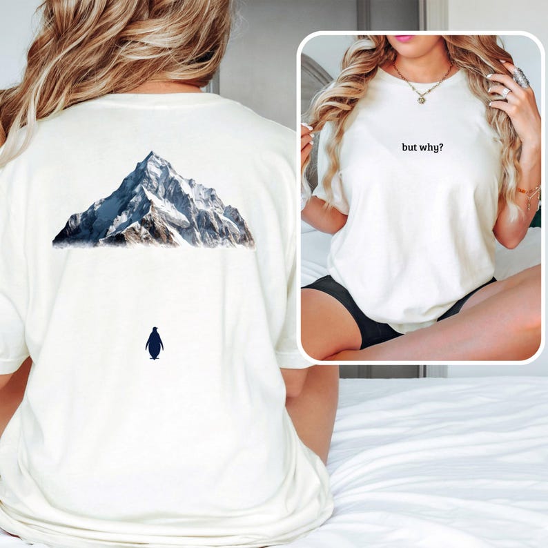 Nihilist Penguin Shirt Viral Meme TShirt Gen Z Humor Tee But Why Heading Straight Towards the Mountains S