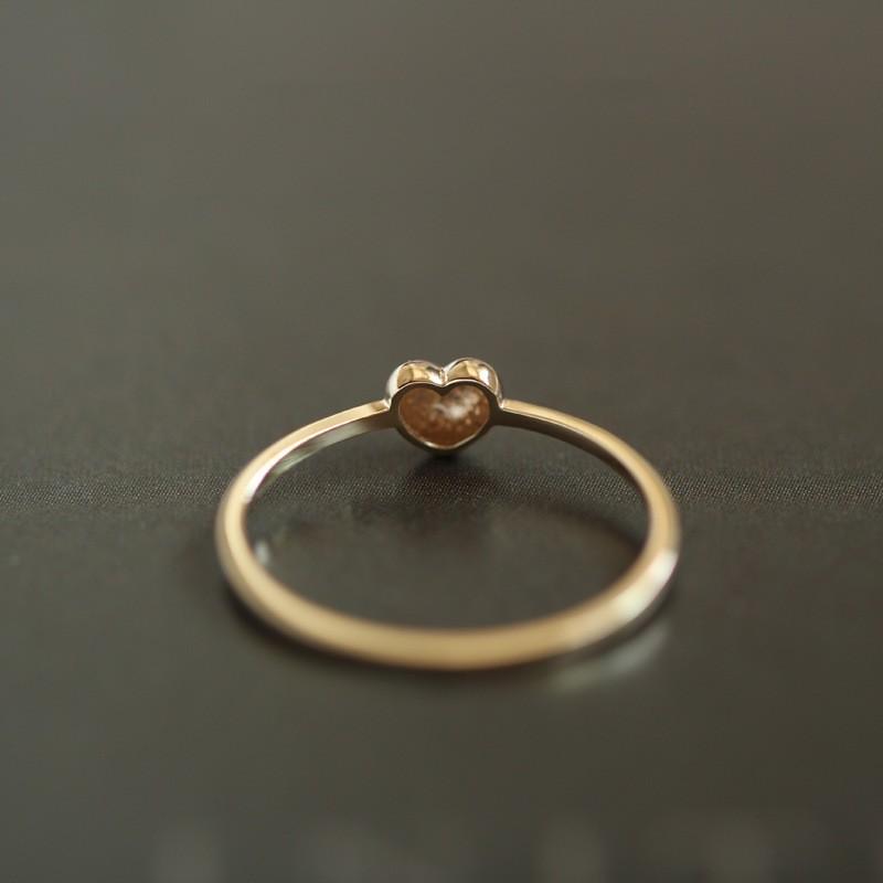 925 Sterling Silver Plated 14K Gold Simple Heart Ring for Women Korean Cute Everyday Jewelry Accessories