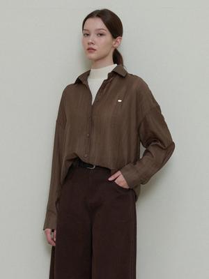 LE STUDIO Semi-See-Through Loose Fit Shirt_Brown