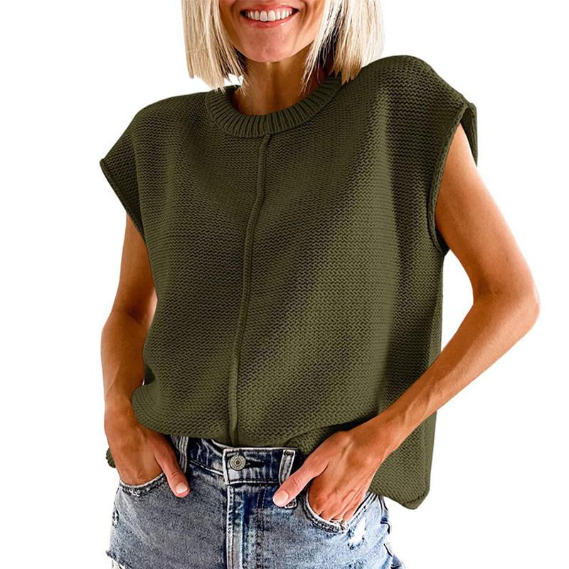 

Жилет женский свободный повседневный однотонный вязаный топ без рукавов XL зелёный