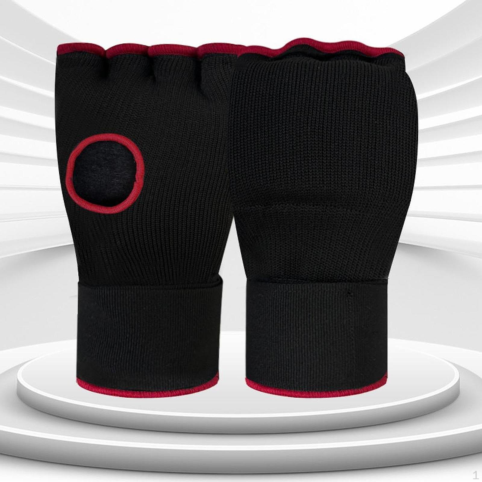 

Боксерські ручки Внутрішні рукавички Напівпальці Швидкі ремінці для тхеквондо Black and Red