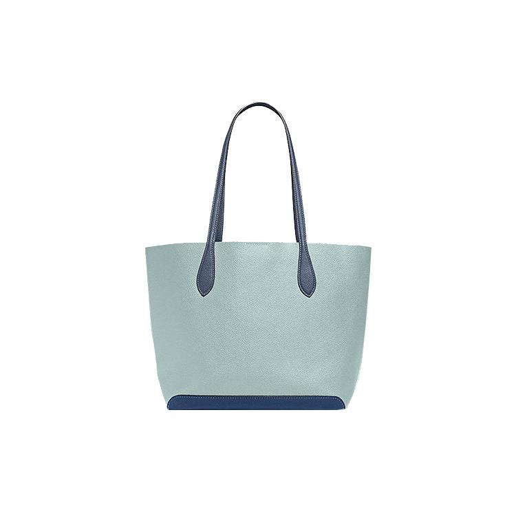 New COACH Kia Cow Leather Tote Bag Shopping Bag Handbag Shoulder Bag Women's Lake Blue & Multicolor CA097-B4MVX