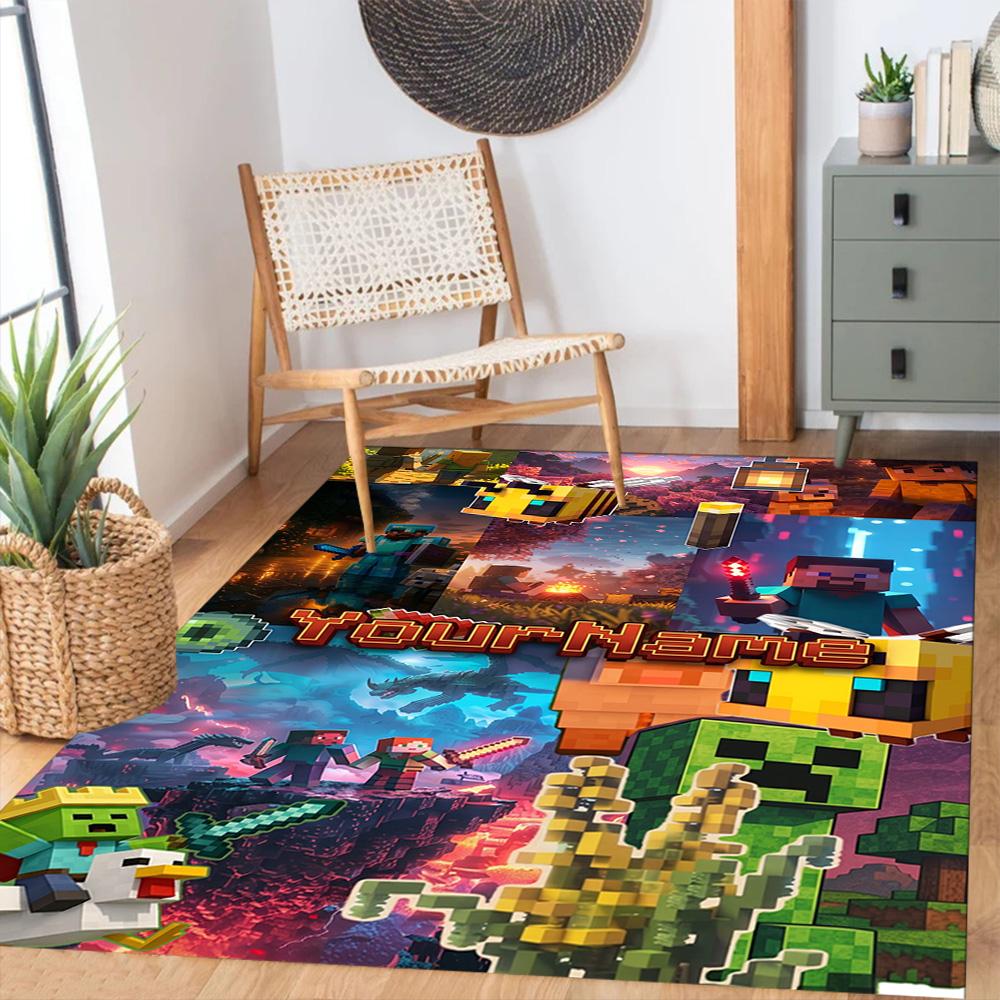 Minecraft 7 Customized Name Carpet Design for Balcony Hallway Bedrooms Dormitory Anti-slip Rug Office home decor Wedding Party Gift