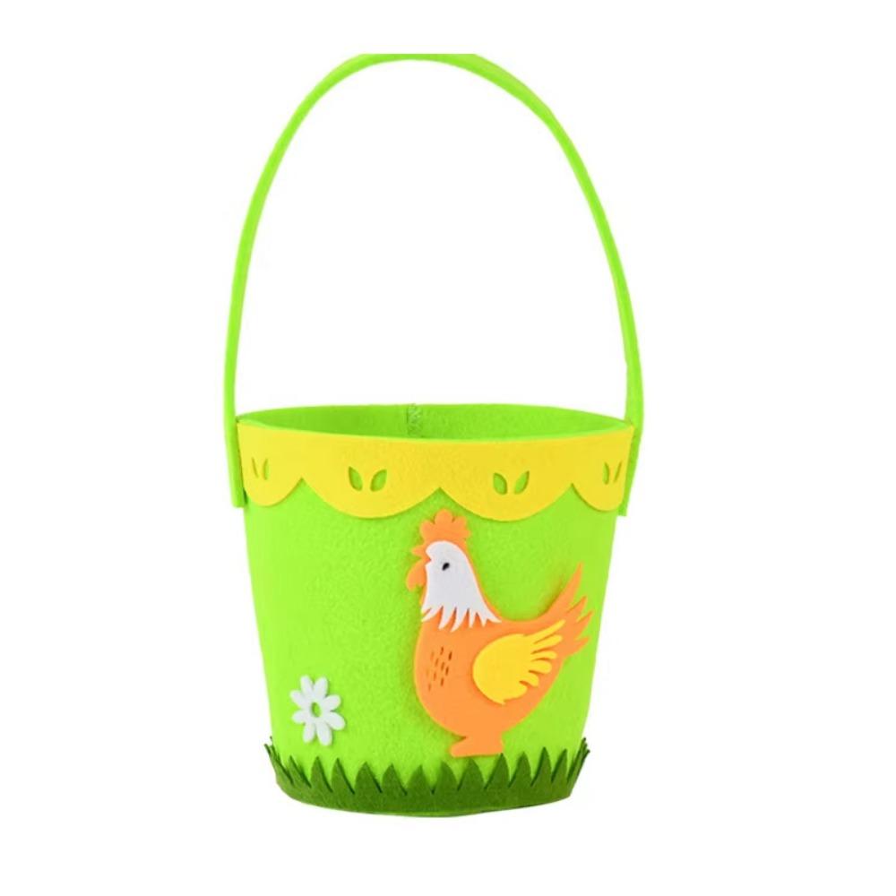 Cartoon Rabbit Egg Basket Colorful Chicken Egg Hunt Basket Easter Felt Basket  Children Gifts
