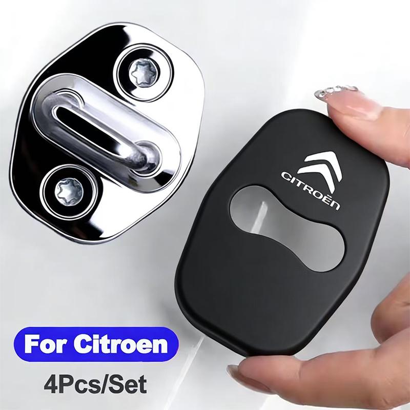 4PCS Car Door Lock Cover Stainless Steel Protection Accessories For Citroen C6 2CV VTS DS5 RD3 Xsara Grand Picasso Jumper Cactus