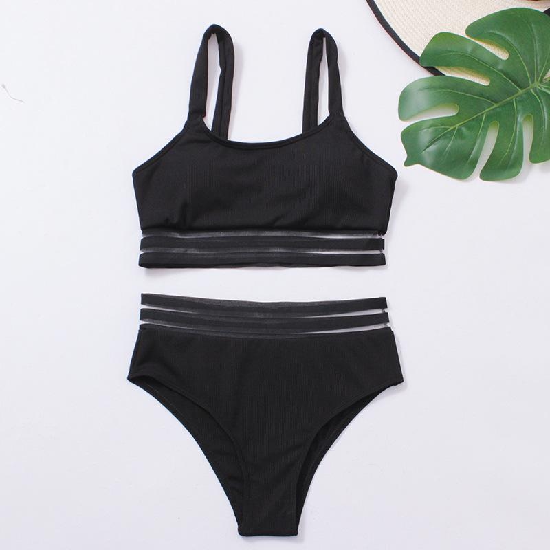 Women's Tank Top Push Up Swimsuit 2 Piece High Waisted Bikini Set for Women Color Block Bikinis Tummy Control Bathing Suit