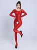 Sexy Women Candy Color Jumpsuit High Elastic Slip Satin Shiny Bodysuit Slimming Tight Open Crotch Leotard Shaper Wear