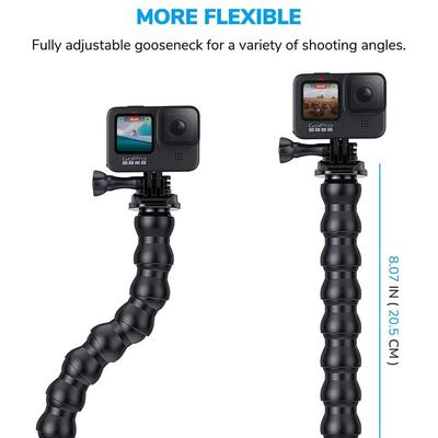 Flex Clamp 8 Joints Jaws Mount Adjustable Gooseneck Mount for GoPro Hero 12 11 10 9 8 7 6 5 4 Session Insta 360 DJI Cameras