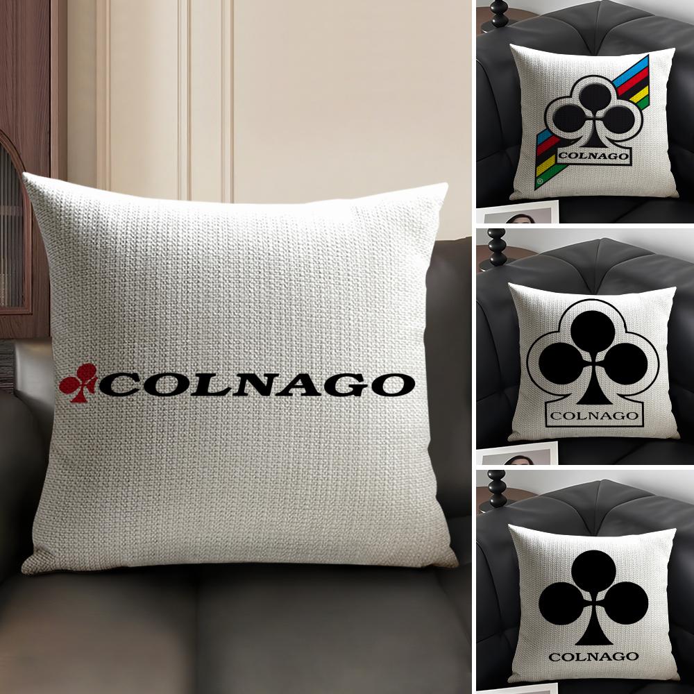 Racing C-Colnago Bicycle Logo Cushion Cover Summer Linen Organic Fabric Double-Sided Printing Sofa Pillow Case Home Decor