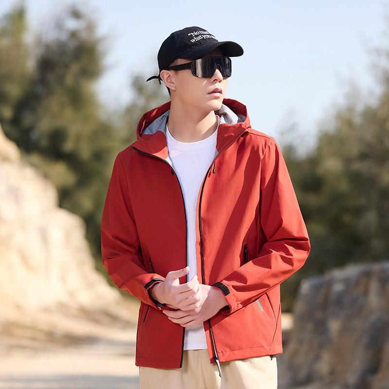 Unisex Waterproof Windproof Hiking Jacket With Hood Breathable Quick-Dry Outdoor Sport Coat Running Climbing
