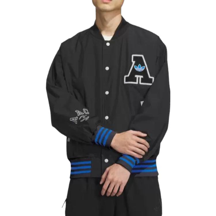 adidas Giacca Bomber Originals Trefoil Rifta con Ricamo di Lettere e Color Blocking a Strisce Uomo Capispalla Nero IU4791