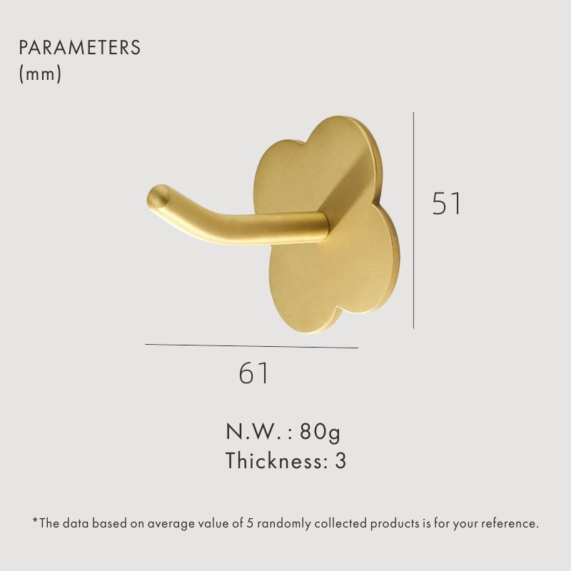 Doodoom Brass Punch Free Bearing Hooks Bathroom Indoor Kitchen Hallway Wall Clothes Hooks Wall Hangers Row Hooks Nordic