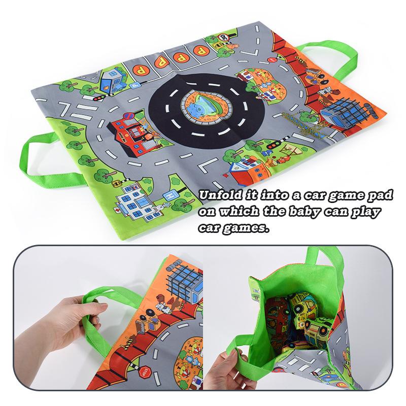 Soft Car Toy Set with Play Mat and 9 Vehicle for Toys Baby Early Education Toy Parent-child Interaction Sound Paper Rattle Toys