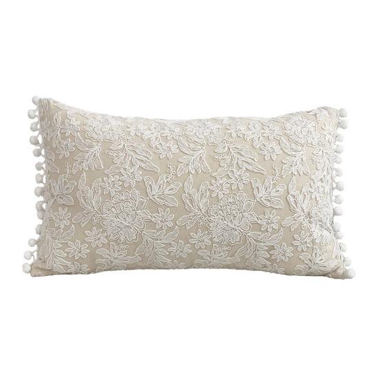 Pillowcase Floral Embroidery French Style Hidden Zipper Square Shape Living Room Bedroom
