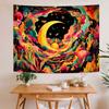 Bohemian Cosmic Galaxy Tapestry Wall Art Moon Sun Abstract Psychedelic Hanging Decor Poster Print for Boho Room Decor