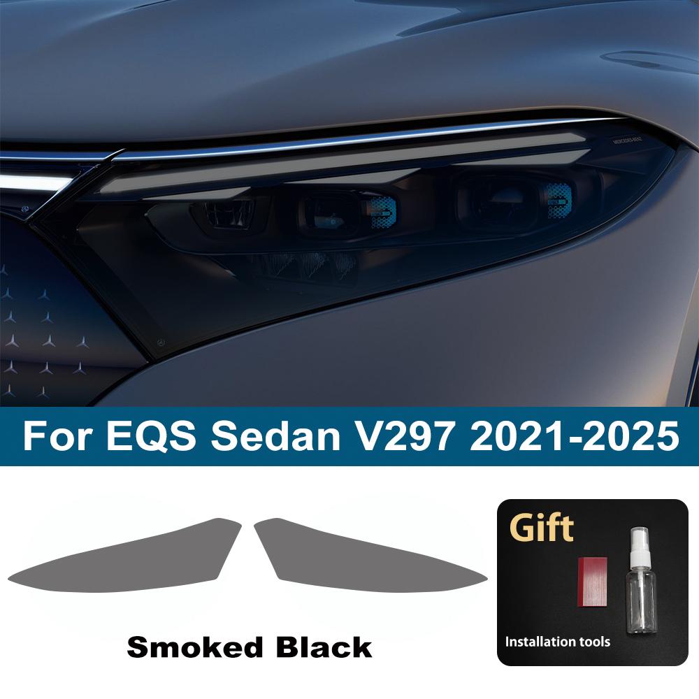 Für Mercedes Benz EQA/EQB/EQC/EQE /EQG/EQS Rauchschwarz Hochglanz PPF Kratzfest Vorgeschnittenes TPU Auto Scheinwerfer Schutzfolie
