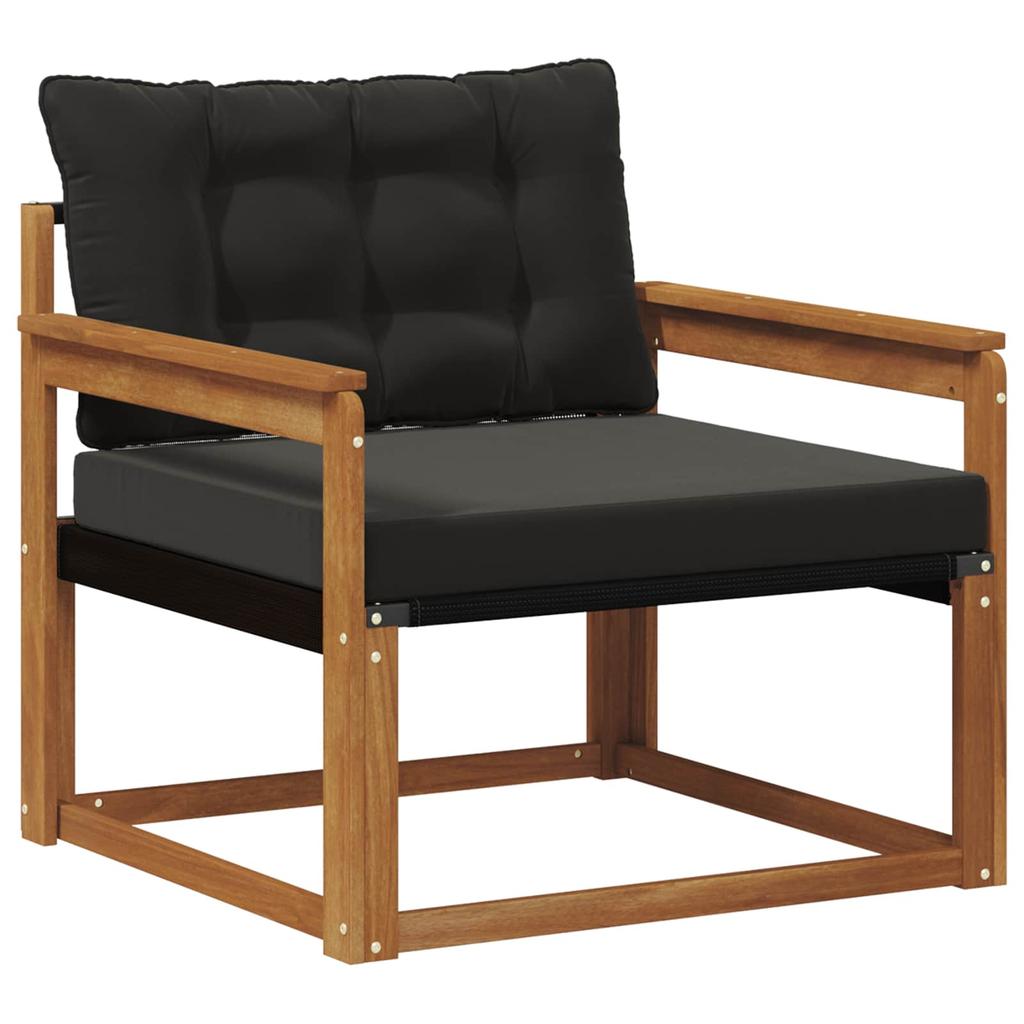 Outdoor Sofa Set Solid Acacia Wood and Textilene Natural