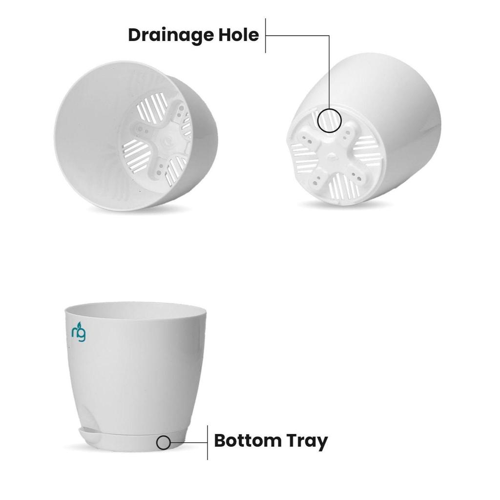 Combo of 4 Self Watering Flower Pots for Plants | Plastic Plant Pots | Planter Pots for Home, Indoor Living Room,Garden