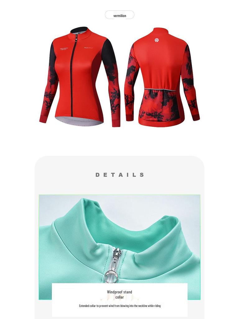Women's Long Sleeve Fleece Cycling Suit - Autumn/Winter Mountain Bike Outfit