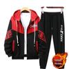Men's Trendy Hooded Fleece Sweatshirt & Casual Baseball Uniform Two-Piece Set for Autumn/Winter Teens