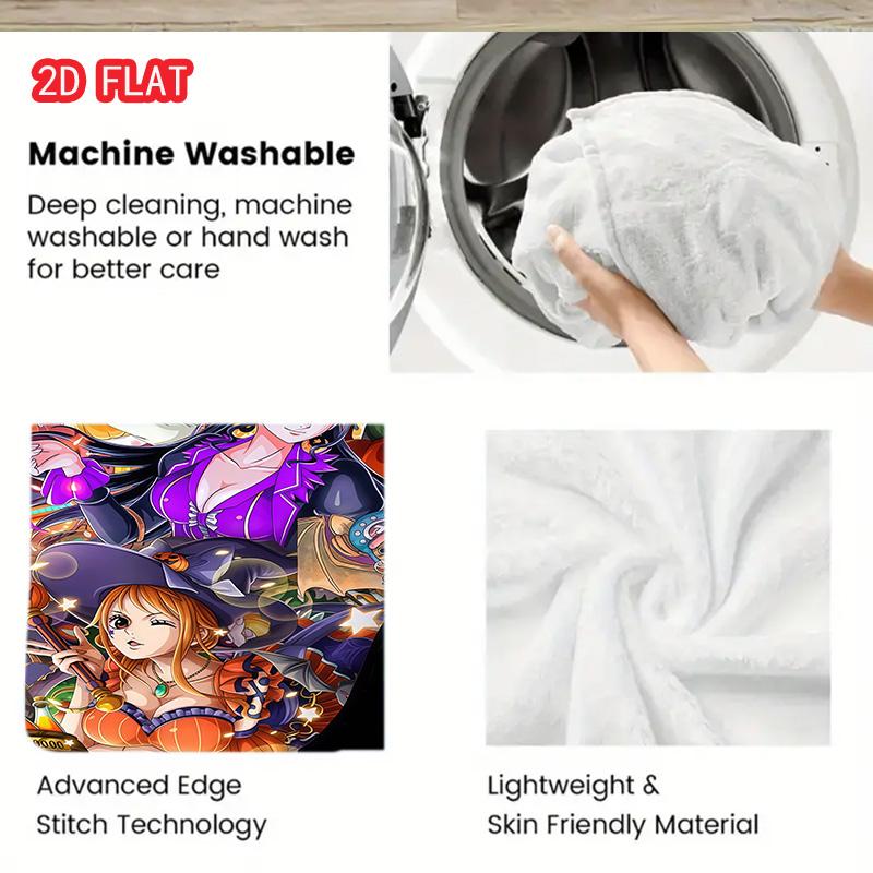 One Piece HD Pattern Flannel Blanket Cozy Warm Blanket for Anime Fans Bedroom and Home Daily Use THW