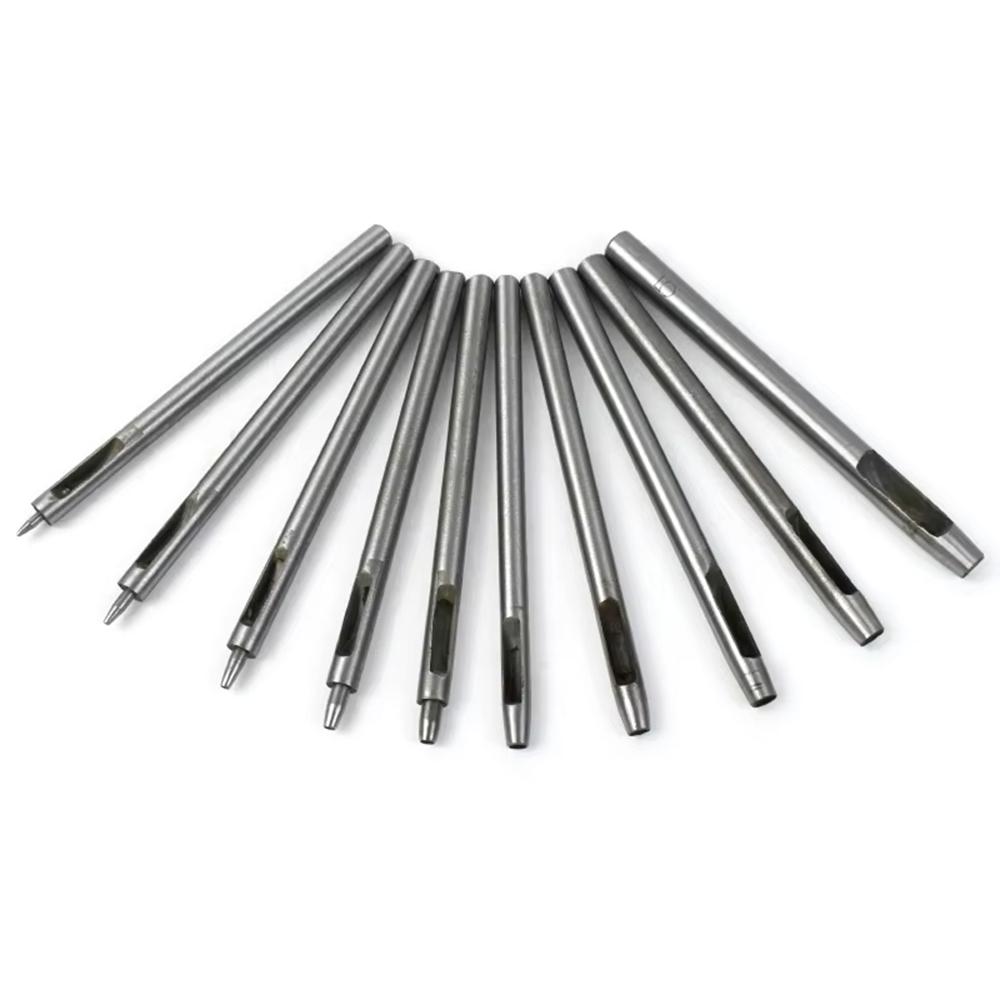 10Pcs/Set Leather Hole Punch Set Steel Round Belt Puncher DIY Leather Craft Tools
