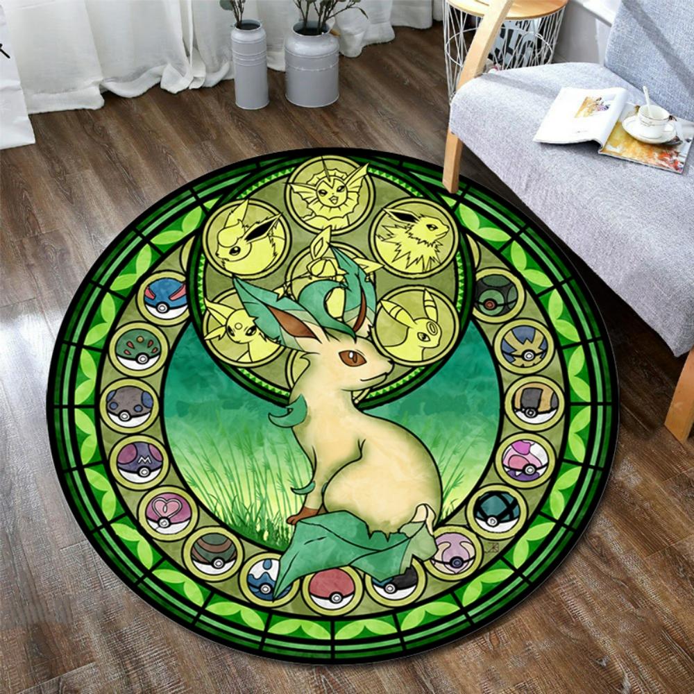  Pokemon Black Sylveon Elves Round Rug Elegant Floor Mat for Living Room Gaming Chair Area Bedside Decor Themed Carpet