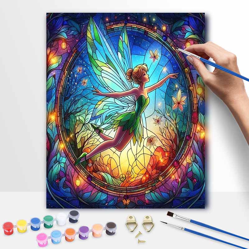 Disney Tinker Bell Stained Glass Oil Painting Kit Home Bedroom Wall Decor Handmade Gift Art Crafts Supplies DIY Wall Hanging Decoration