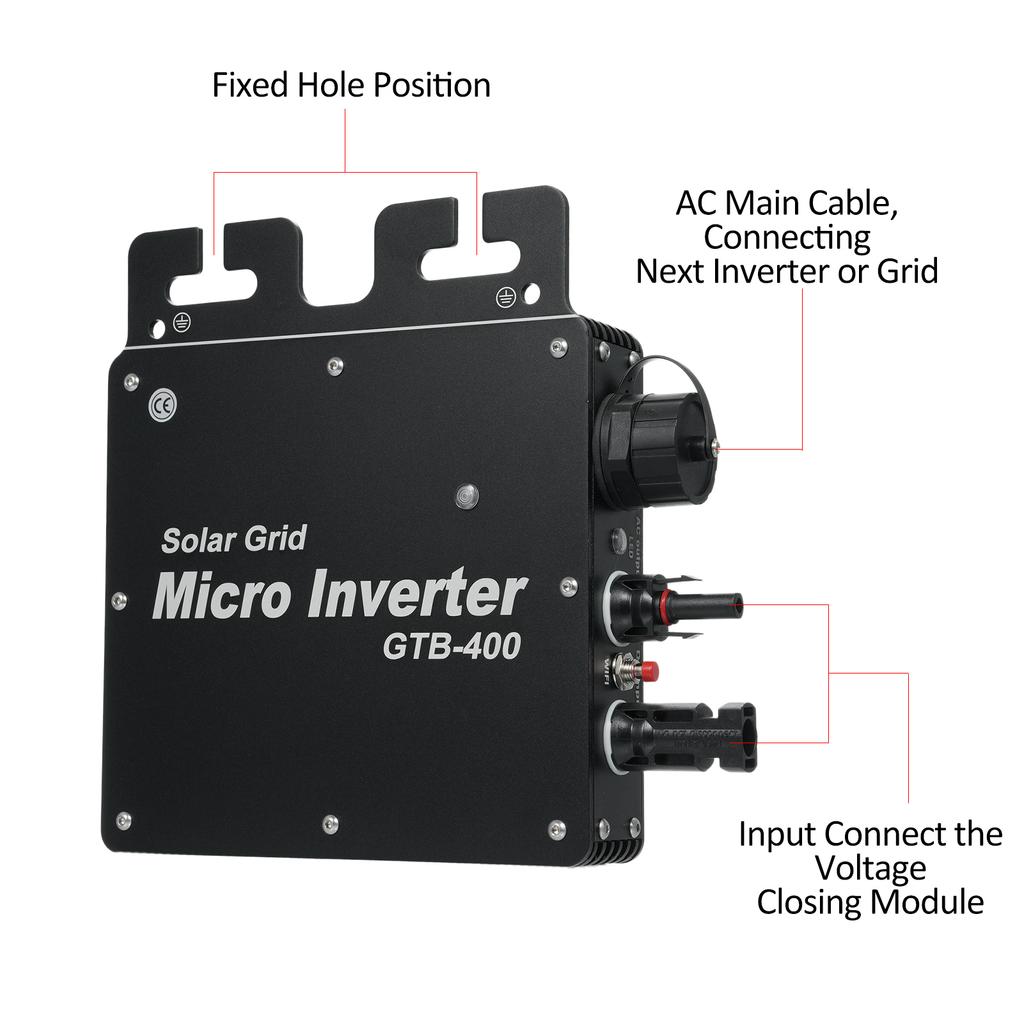 400W Solar Inverter WiFi Control Automatic Identification Power Inverters DC to AC 120V Solar Grid Tie Micro Inverter