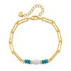 Elegant Niche 18k Gold Plated Copper Pearl Turquoise Bead Bracelet For Women
