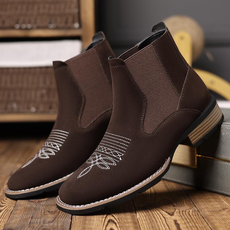 R006 Chelsea Boots Embroidered Pullover Chelsea Boots Men's Martin Boots, Foreign Trade