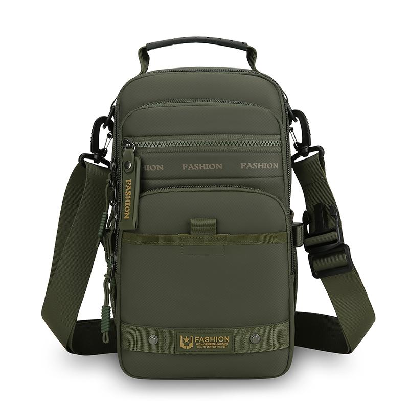 Casual Multi Pockets Men Chest Bag Shoulder Bag Multifunction Sports Message Bag Solid Color Cloth Crossbody Bag Travel