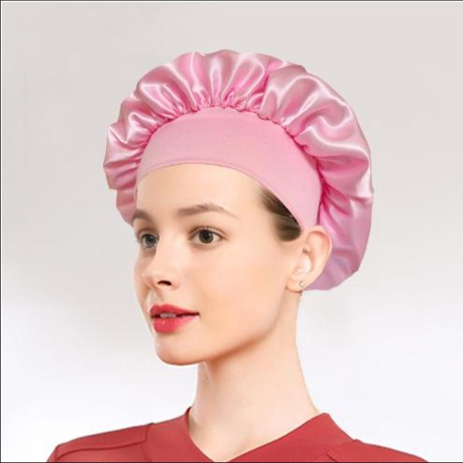 1 Duża satynowa opaska na głowę, jedwabna opaska na głowę do spania, czapka do spania z elastycznym miękkim paskiem, damski czepek prysznicowy do pielęgnacji włosów