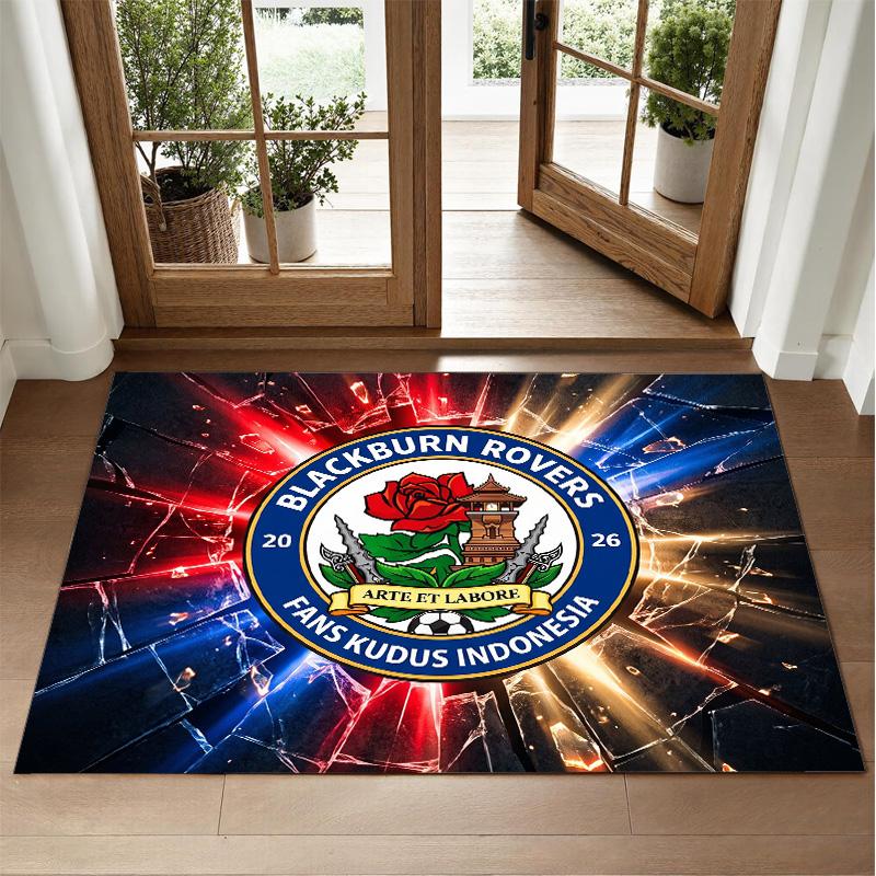 Blackburn Rovers Football Design Crystal Velvet Rug Soft Decorative Mat for Bedroom Entrance