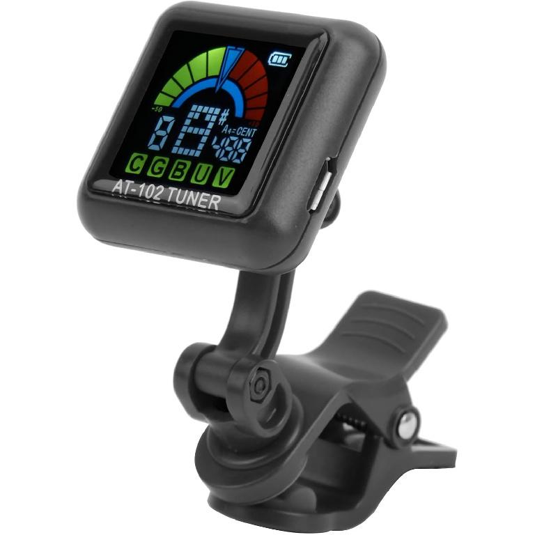 

Clip on Tuner, High Definition Color Screen USB Rechargeable Ukulele Tuner Suitable for Guitar Bass Ukulele Violin (AT-102 black)