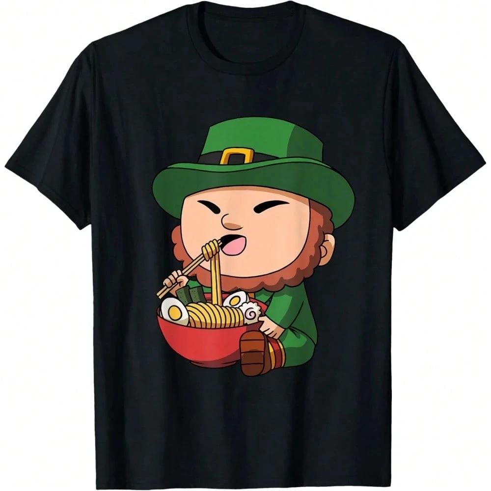Leprechaun Eating RaUnisex Kawaii Graphic T Shirt Cotton Short Sleeve Tee for Unisex S