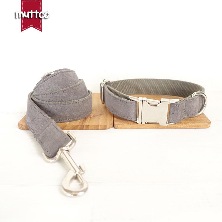 Gray Dog Collar & Leash Set with Innovative Design Large