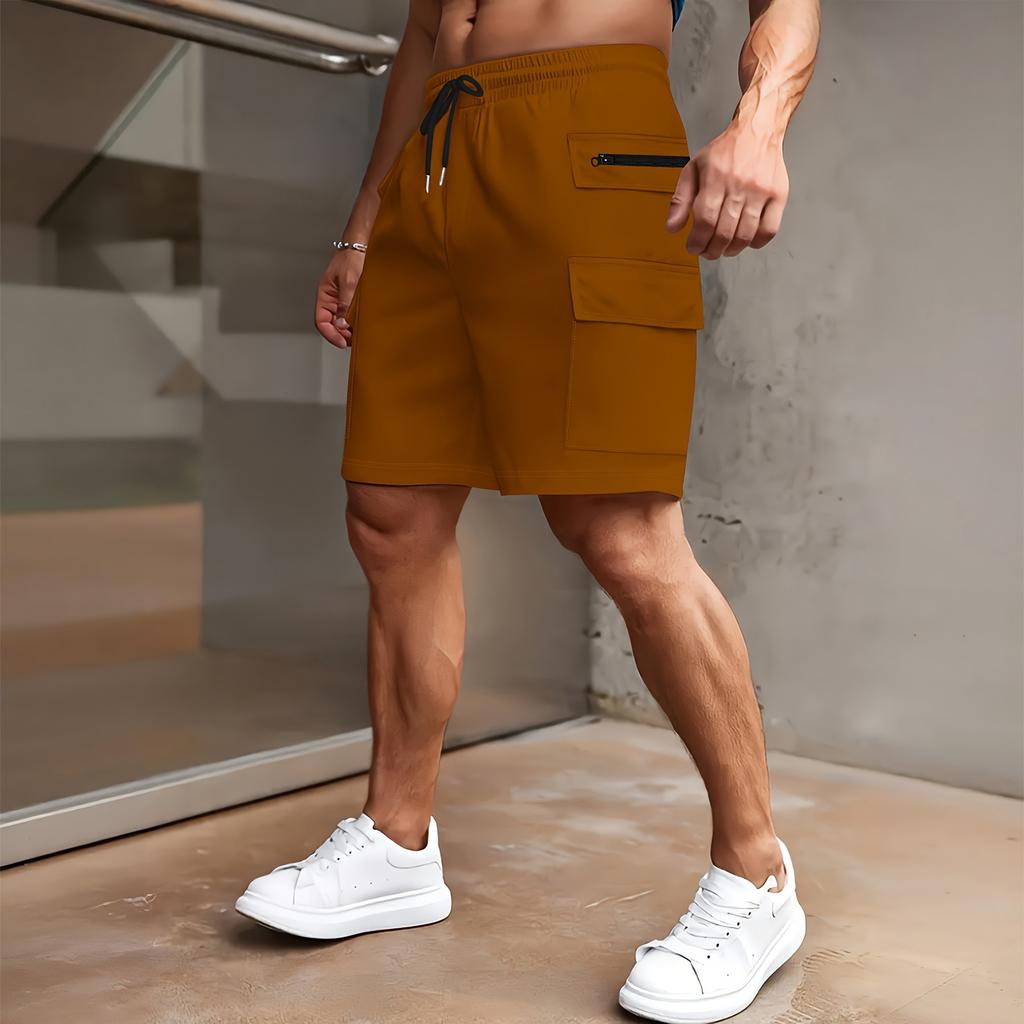 Cargo Shorts For Men Elastic Waist Hiking Work Shorts Outdoor Golf Jogger Running Shorts Zipper Pockets