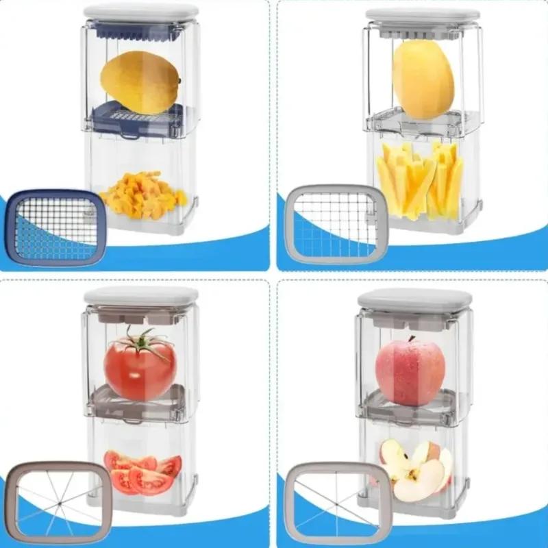 Kichen accessories food chopper with container.4 in 1 chopper vegetable cutter with french fry cutter,veggie chopper