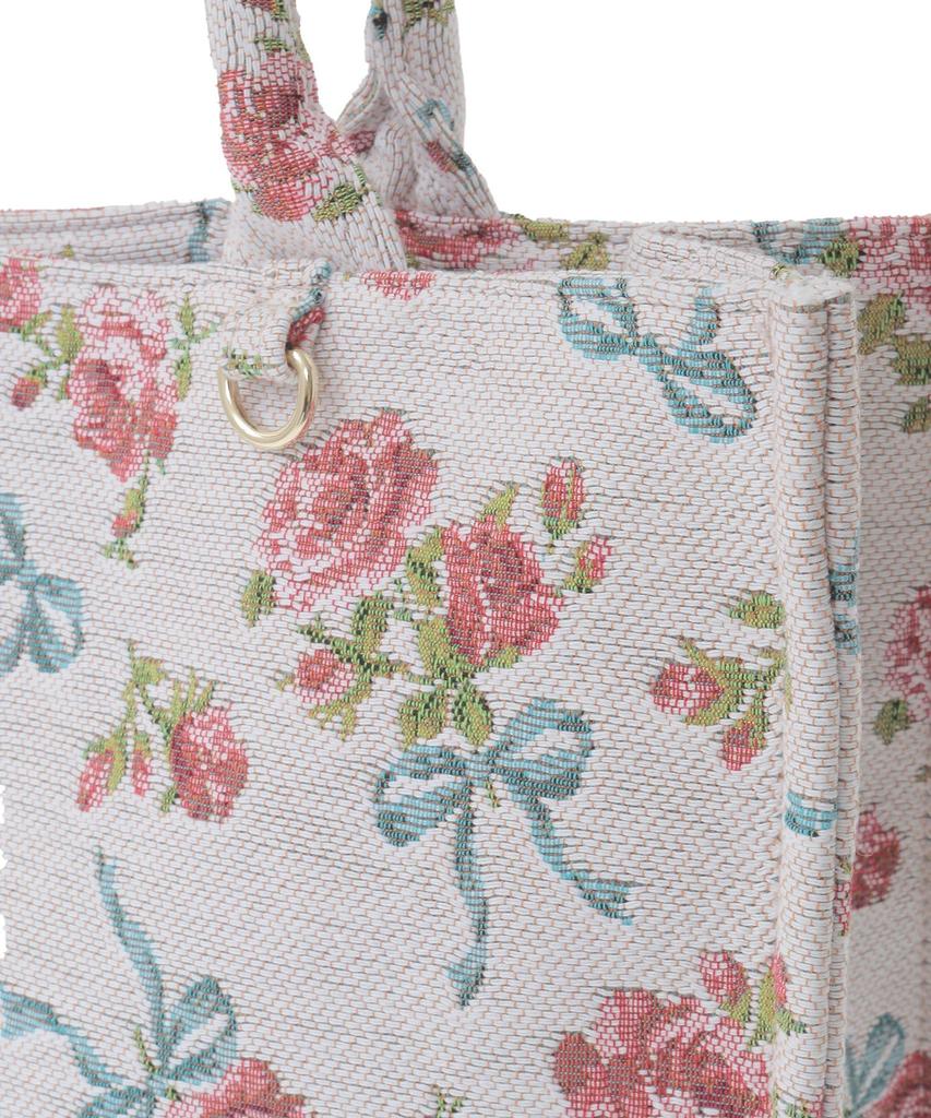 Maison de Fleur Rose Ribbon Gobelin Square Tote Bag, Women's, Off-White