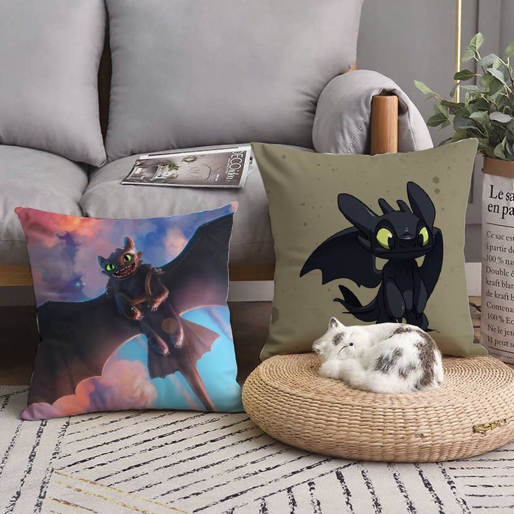 Housse de coussin anime Dragon T-Toothless Décoration d'intérieur Jeté pour canapé, lit, voiture Décoration de chambre Idée cadeau