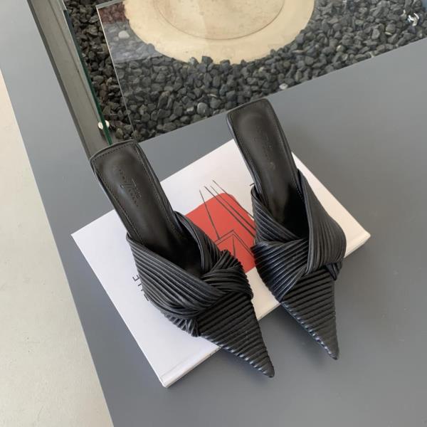 Fashion Thin Heels High-Heeled Shoes Lady Low Candy Colors Slippers Women Summer Slides Pointed Toe Pantofle Fashion 2025 Luxury Rome Sc