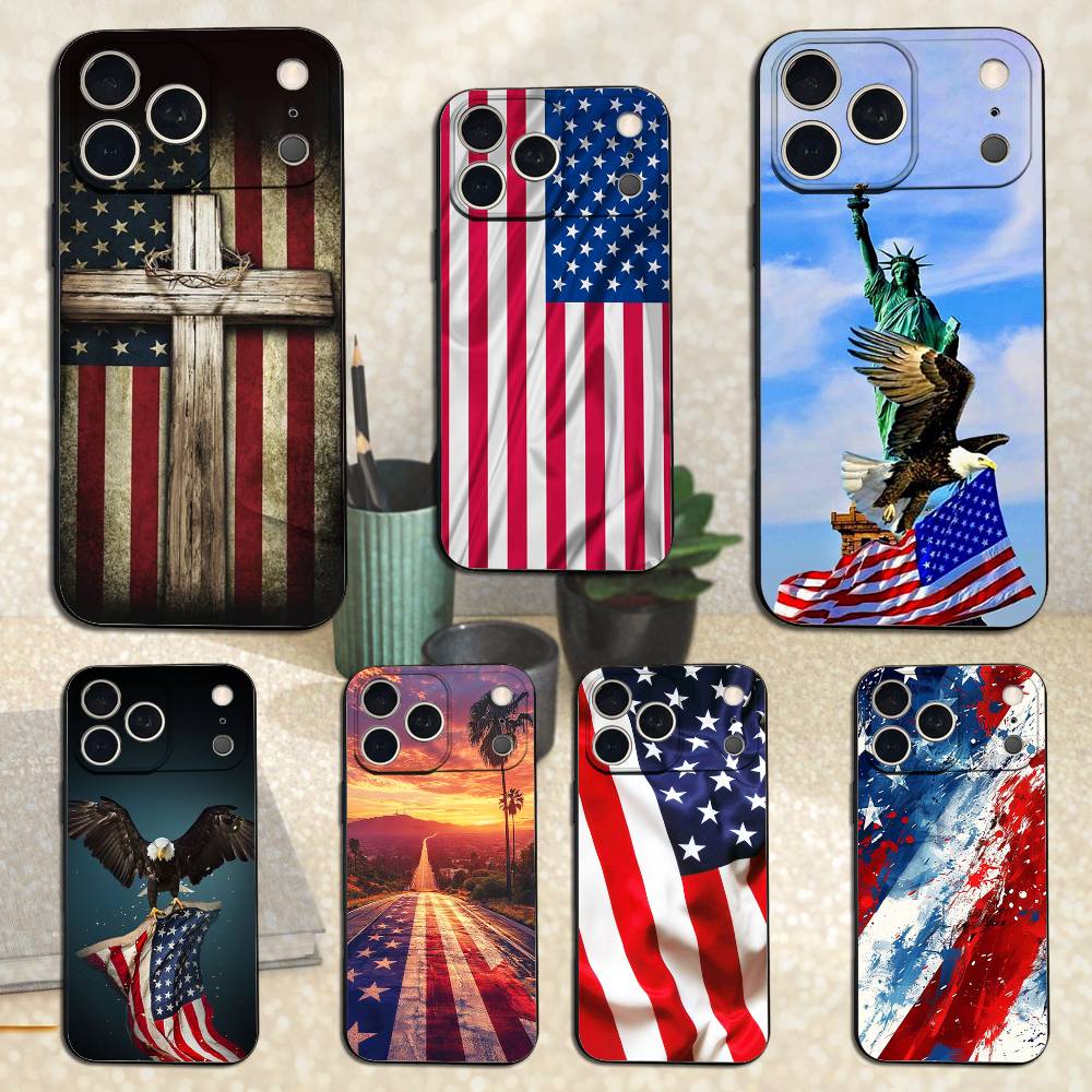 Americans Flag Great For iPhone 8,7,11,12,15,14,13,16,17,Plus,Pro Max,XS,X,XR,SE,Mini,Soft Silicone Black Case