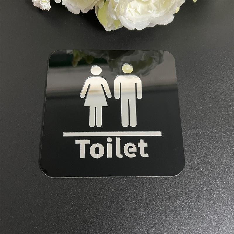 3,94 Zoll Acryl-Toilettenschild für Männer und Frauen, Runde und Quadratische Toilettenspiegel-Aufkleber für die Heimdekoration. Badezimmer-Identifikation
